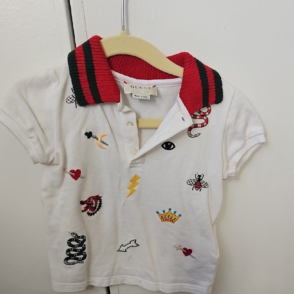 Gucci Kids Polo Shirt with Embroidered Motifs